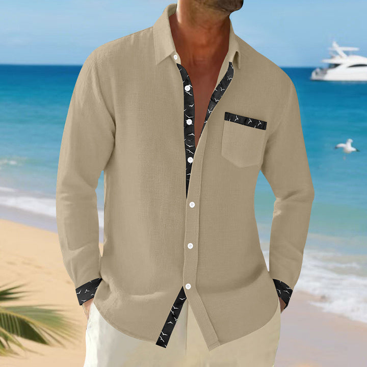 Men's Casual Long Sleeve Shirt with Trendy Collar and Chest Pocket Lune London