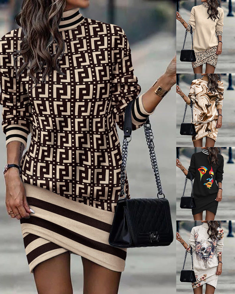 Women's sweatshirt dress with unique skull and flower pattern Lune London