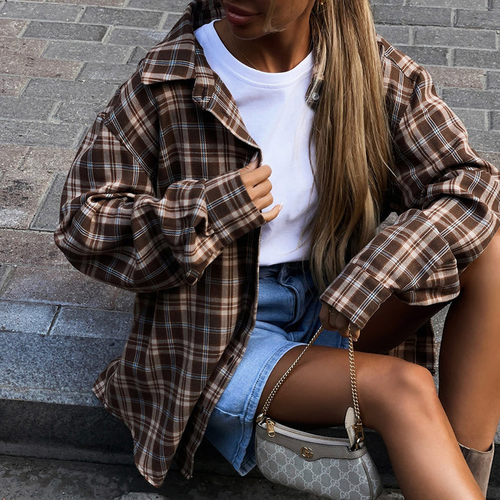 Checkered blouse for women with a relaxed cut Lune London