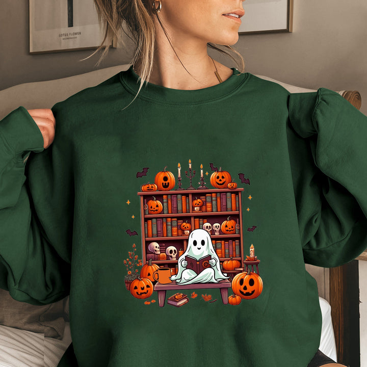 Sweat-shirt femme avec motif automnal effrayant et manches bouffantes décontractées Chic & Stil