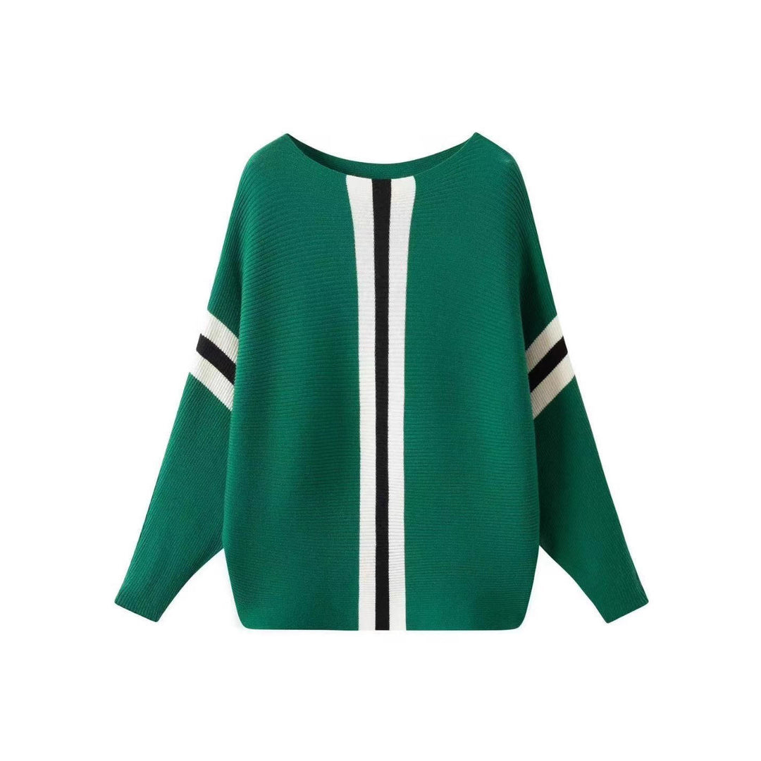 Ladies thick knit sweater with modern stripes Lune London