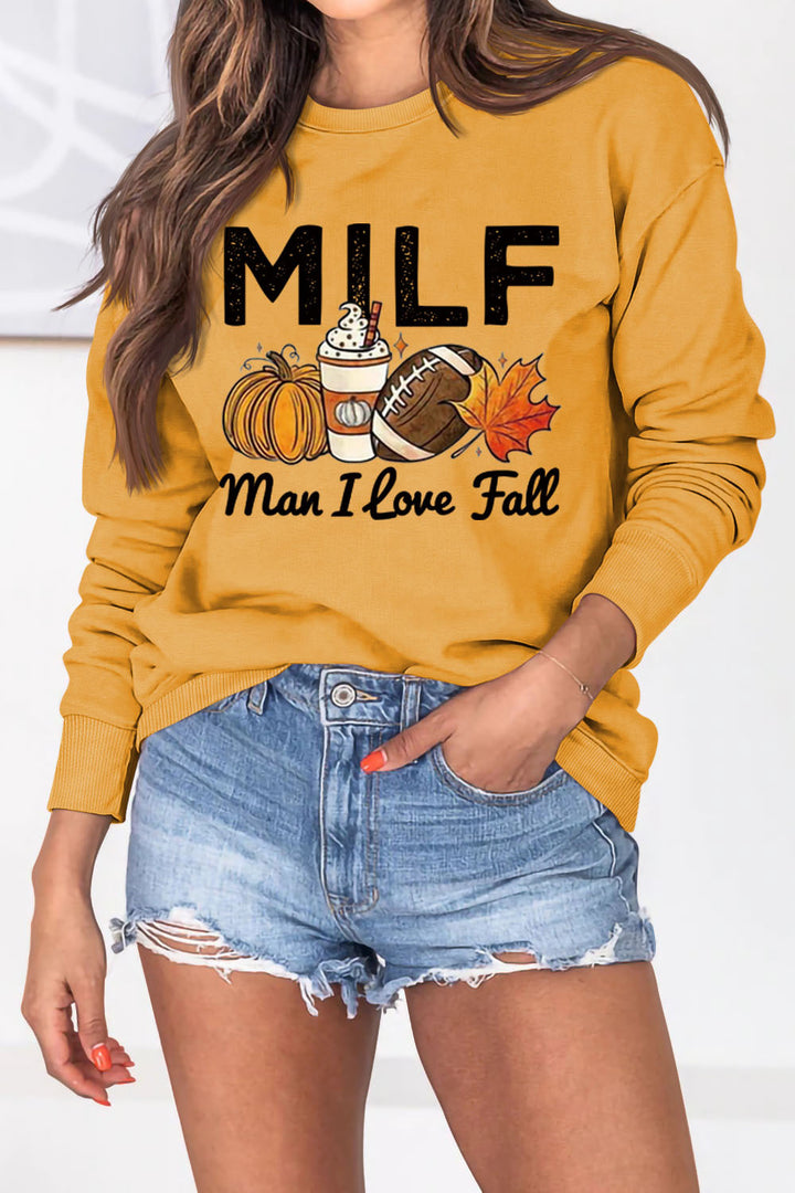 Sweatshirt pour femmes avec motif essence automnale et lettrage inspirant Chic & Stil