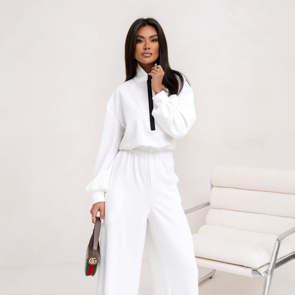 Women elegant jumpsuit with high collar and zipper Chic & Stil