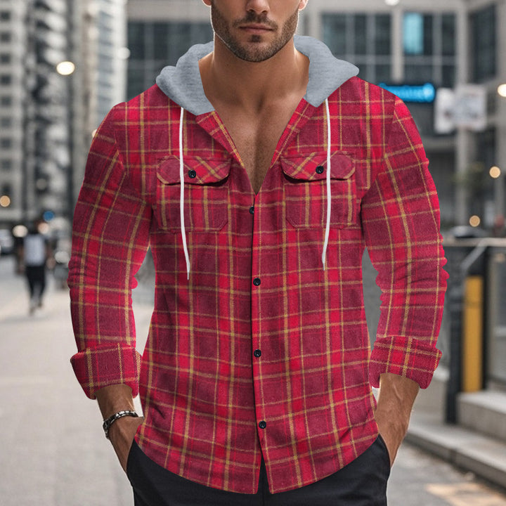 Shirt for men with hood and plaid pattern Lune London