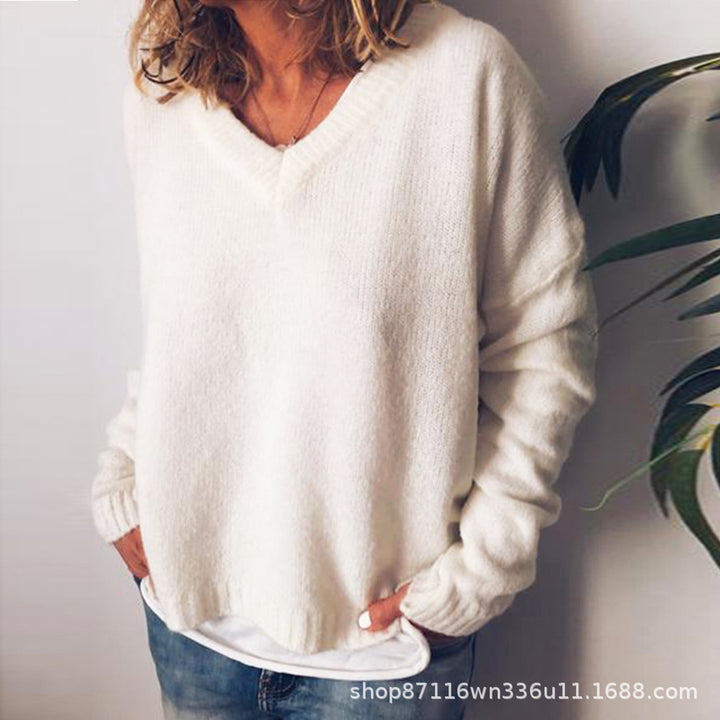 Ladies' V-neck sweater in soft knit Lune London