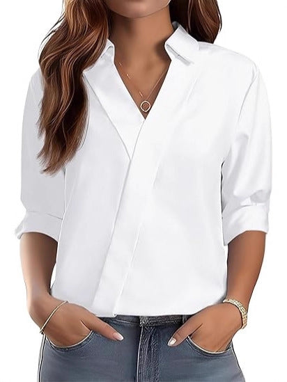 Femmes élégante blouse à col en V avec design texturé Chic & Stil