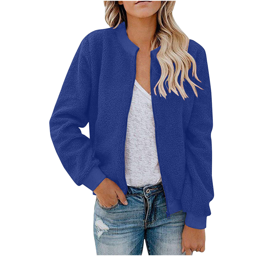 Fleece bomber jacket for women with high collar Lune London