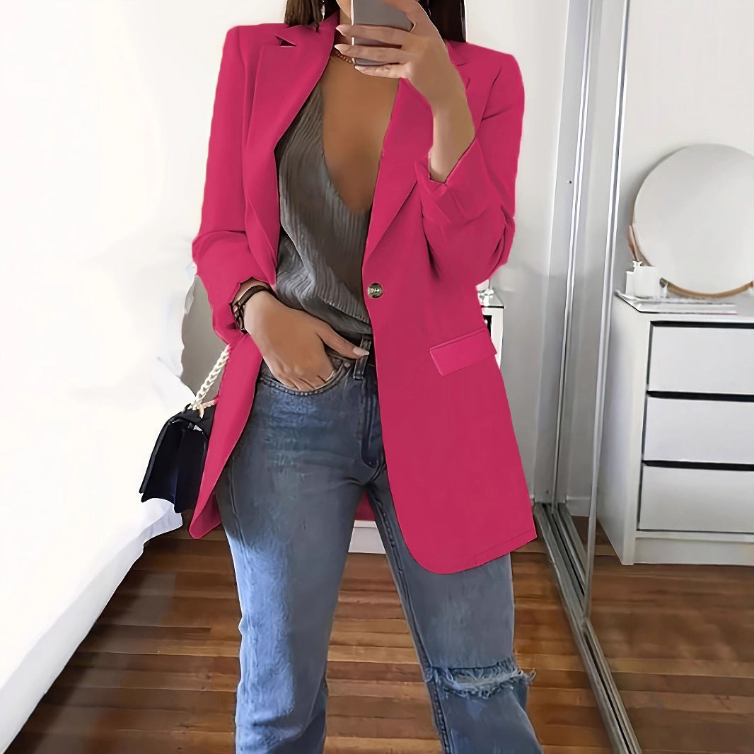 Ladies modern blazer with plunging neckline and elegant details Lune London
