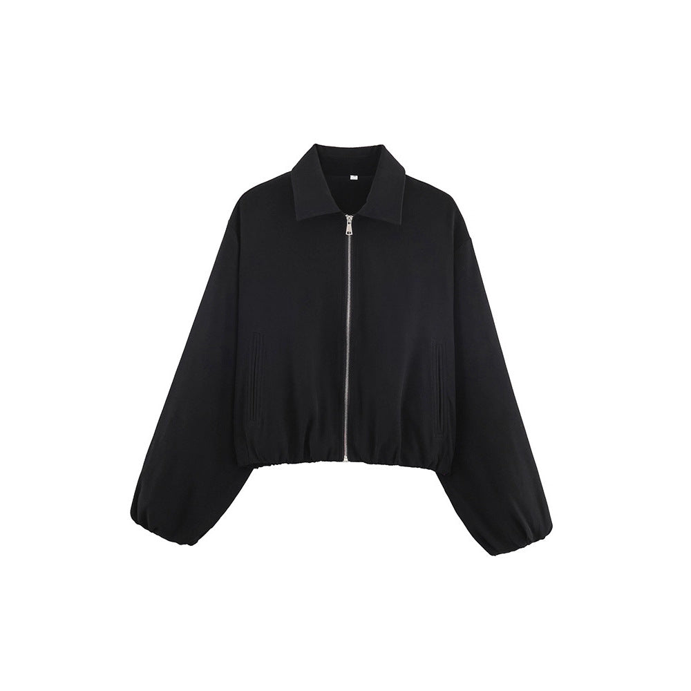 Transitional jacket for women with elastic waist and high collar Lune London