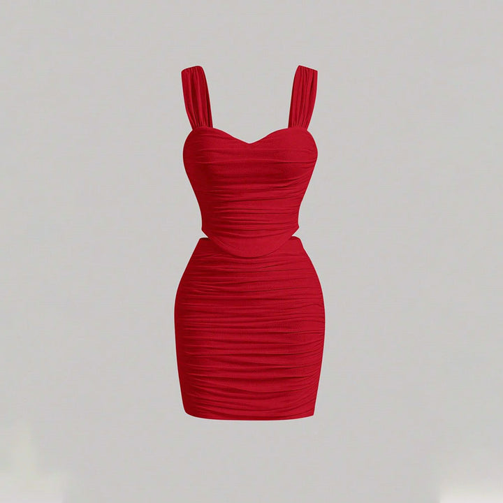 Robe mini ajustée femme avec détails en volants et décolleté en cœur profond Chic & Stil