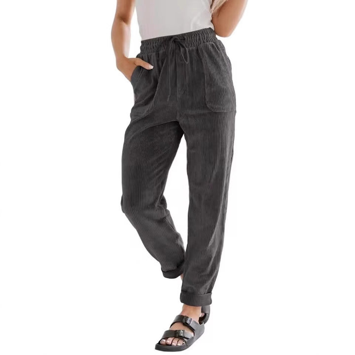 Dames Pantalon de loisirs en matériau côtelé confortable Lune London
