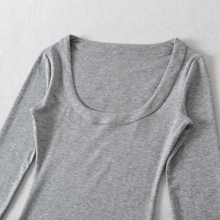 Women’s long sleeve top with deep round neckline Lune London