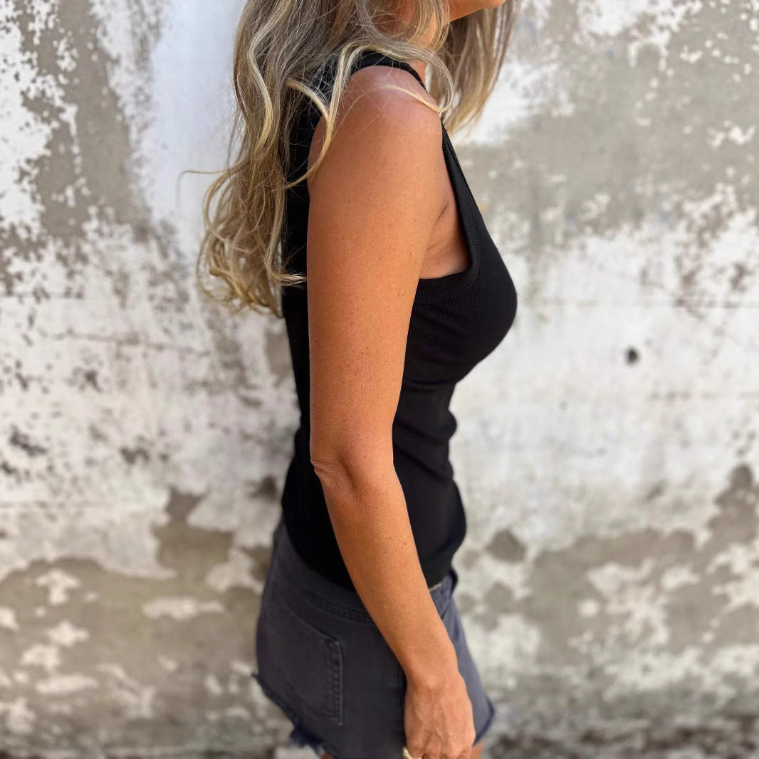 Ladies Comfortable Stretch Top with Wide Straps Lune London