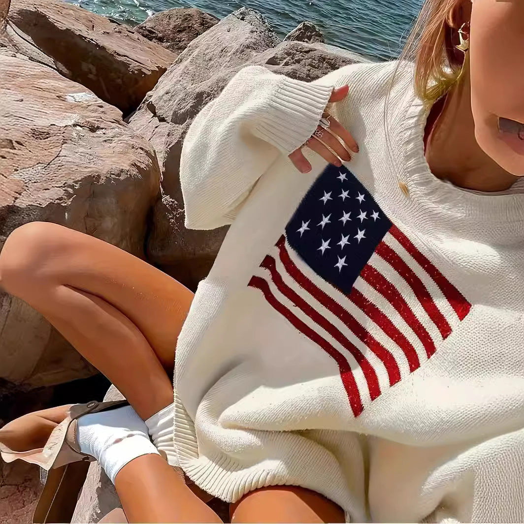 Lune London | Women's Knit Sweater with American Flag Design