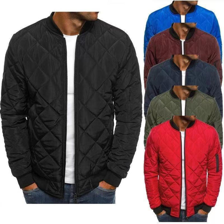 Quilted jacket for men with elastic ribbed cuffs and practical zippered pockets Lune London