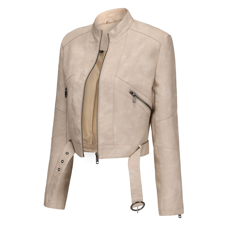 Modern cropped leather jacket for women with stylish detail Lune London