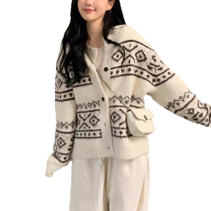 Gilet pour dames à motifs en matériau doux avec fermeture à boutons Chic & Stil