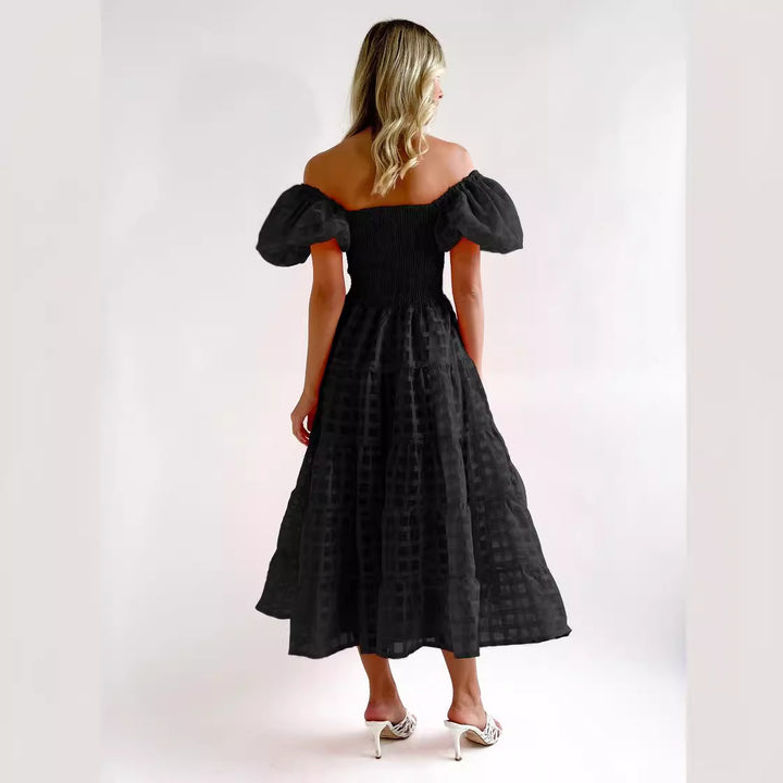 Maxi dress for women with puff sleeves and elastic top Chic & Stil