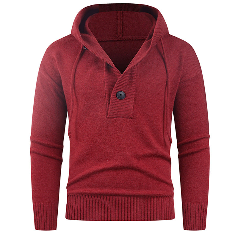 Trendy men's sweater with high collar and functional buttons Lune London