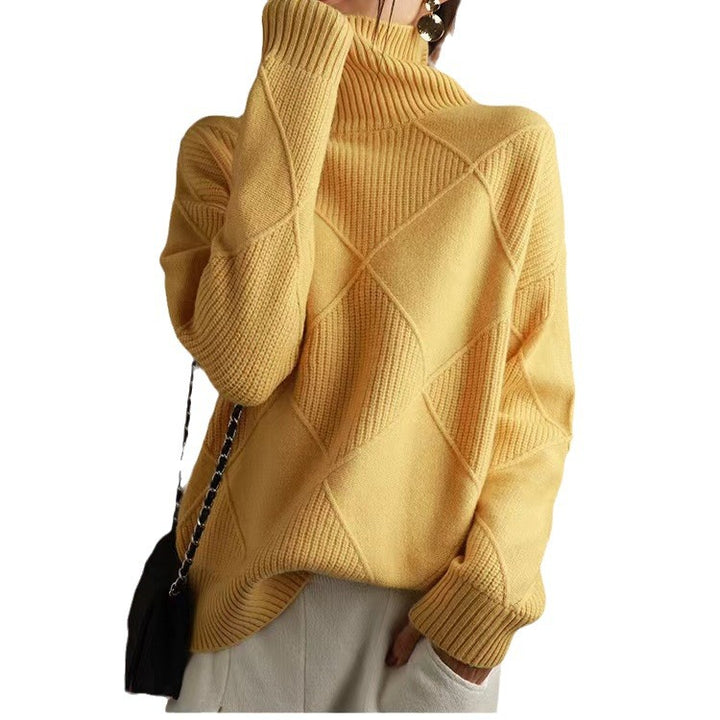 Oversized sweater for women with high collar and structured design Lune London