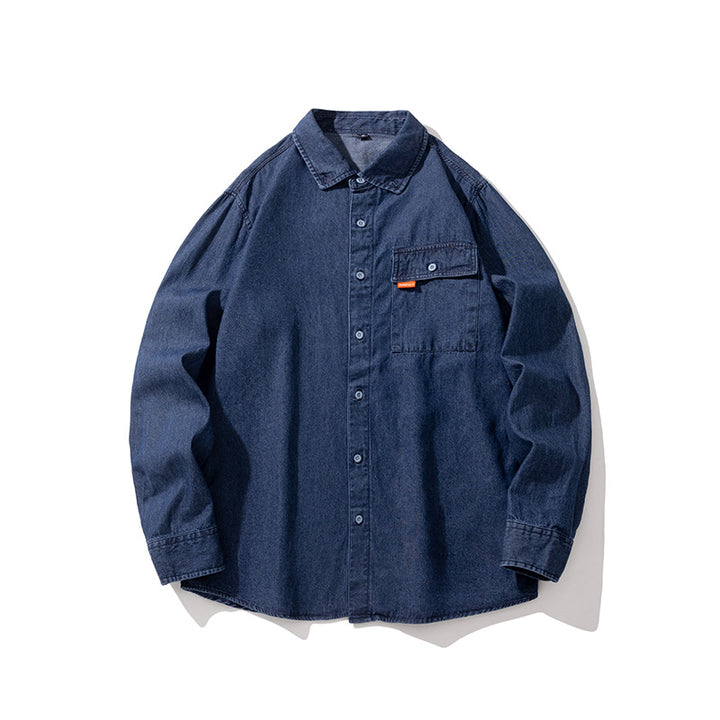 Men's denim shirt with applied chest pocket Lune London