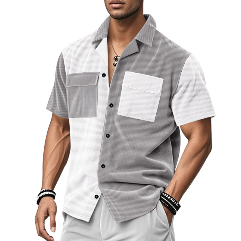 Short sleeve shirt for men with a creative color block design and practical pockets Lune London