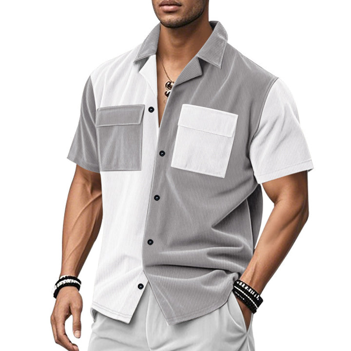 Short sleeve shirt for men with a creative color block design and practical pockets Lune London