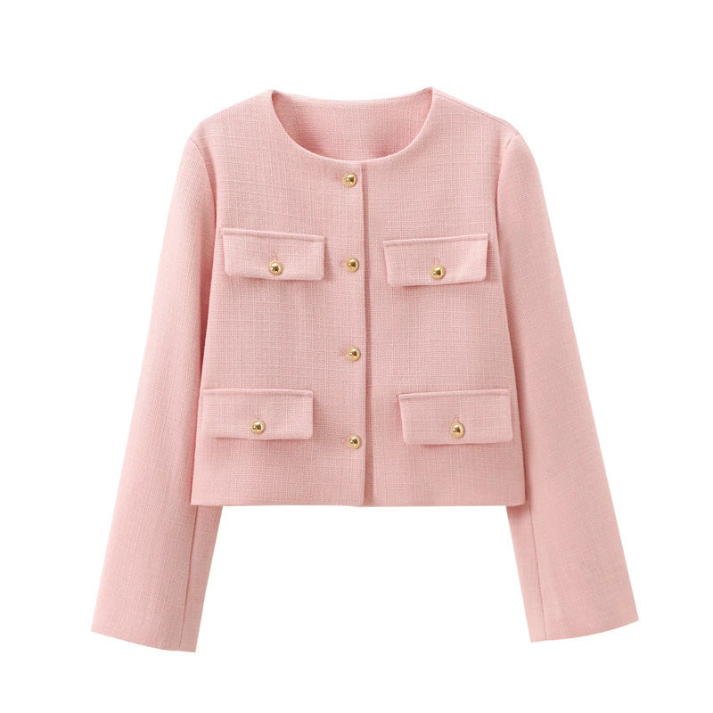 Trendy short jacket for women with decorative buttons and practical pockets Lune London