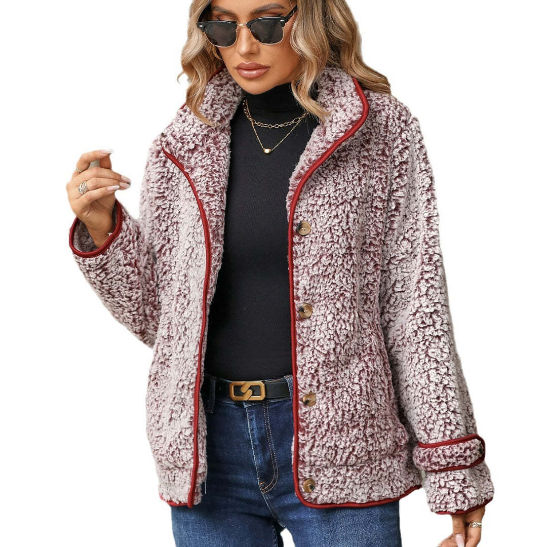 Fleece jacket for women with high collar and fluffy texture Lune London