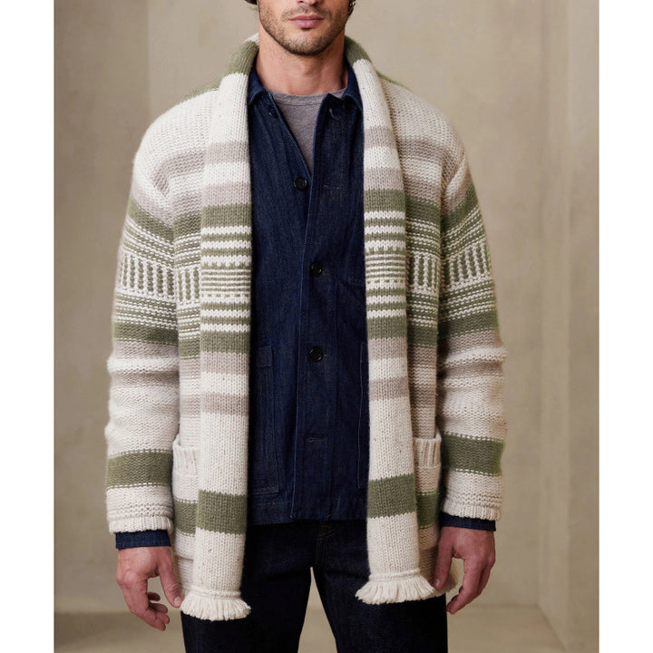 Men's knit jacket with modern pattern and practical pockets Lune London