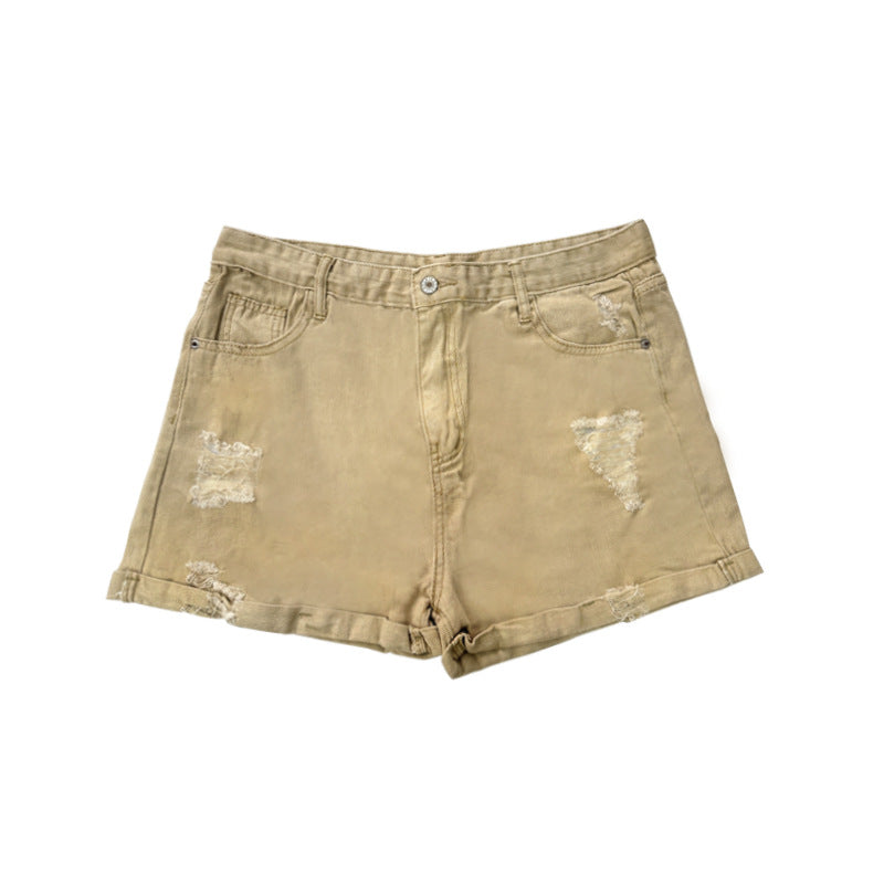 Women's Fashion Destroyed Denim Shorts with Casual Cut and Frayed Details Lune London