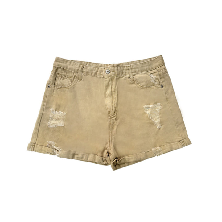 Women's Fashion Destroyed Denim Shorts with Casual Cut and Frayed Details Lune London