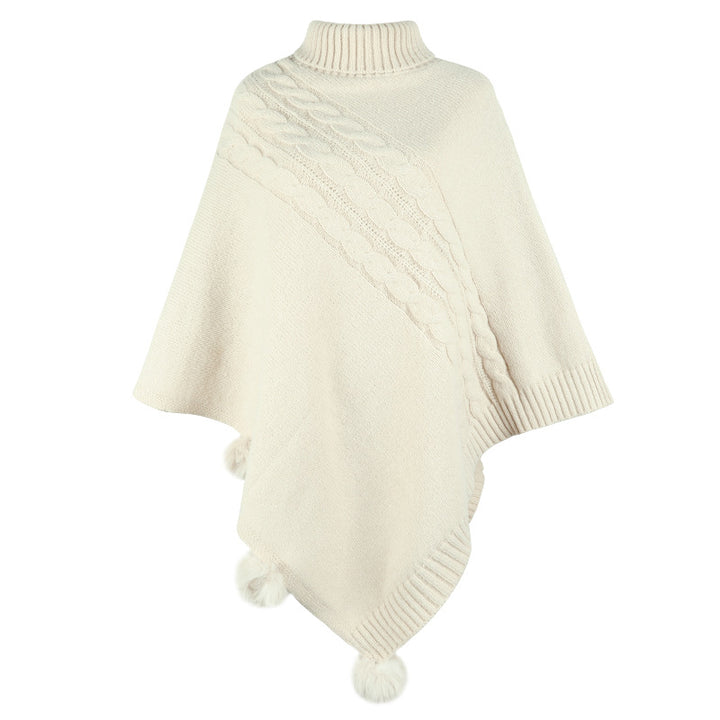 Ladies poncho with a modern braid design and a high collar Lune London