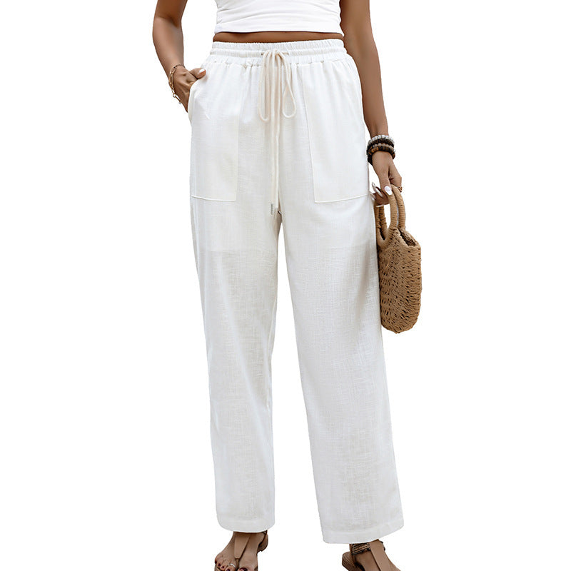 Light wide pants for women with drawstring Lune London