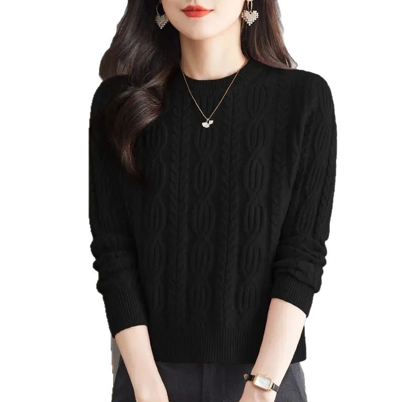 Knit sweater for women with embossed pattern and high collar Lune London