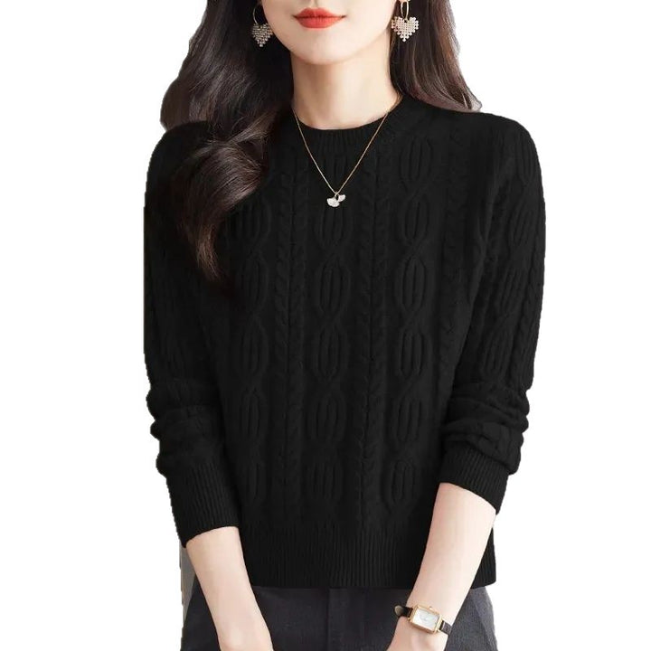 Knit sweater for women with embossed pattern and high collar Lune London