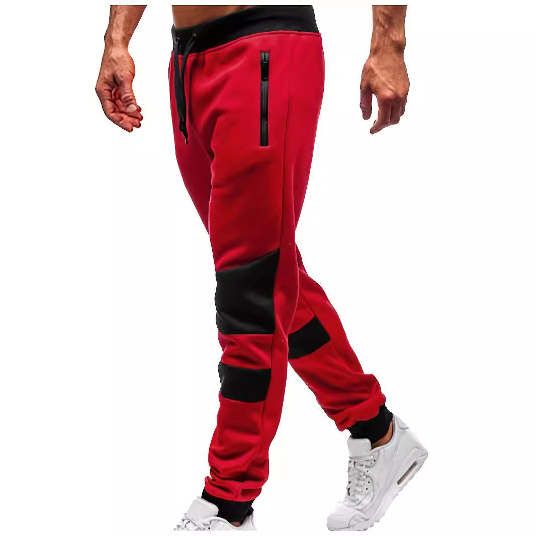 Men's sporty jogger pants with zipper and stylish contrasting panels Lune London