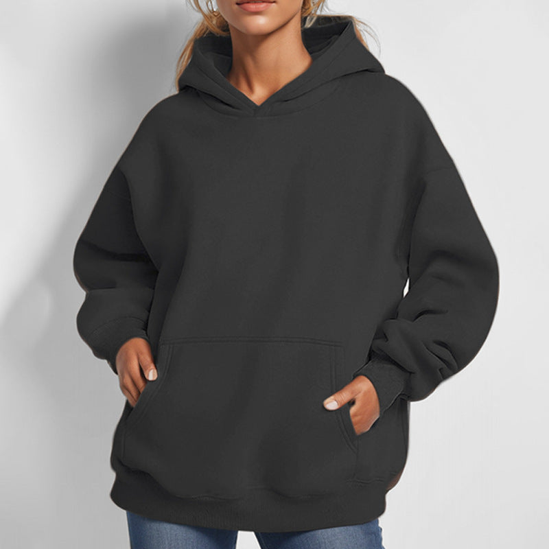 Women's Loose Hoodie Made Of Soft Fleece with Kangaroo Pocket Lune London