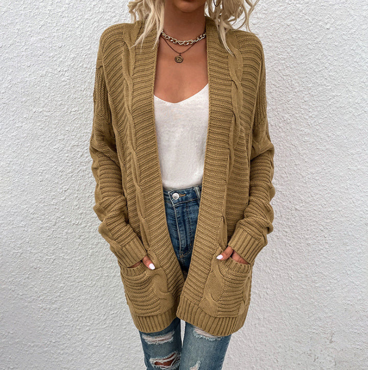 Cardigan en tricot épais pour femmes avec décolleté en V plongeant et poches pratiques Chic & Stil