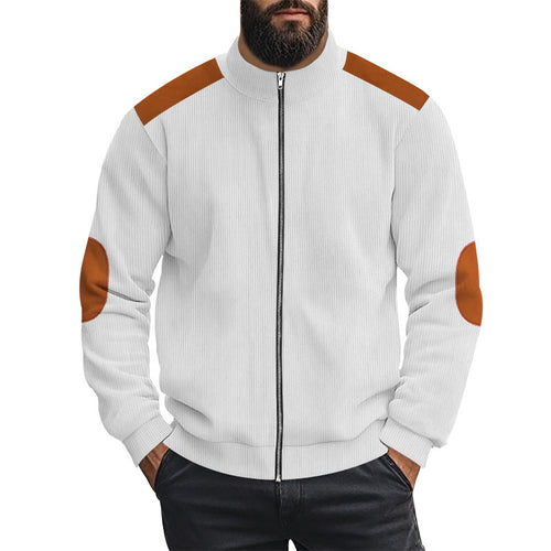 Sporty knitted jacket for men with contrasting leather applications Lune London