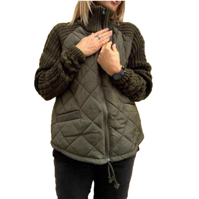 Lady quilted jacket with knitted sleeves Lune London