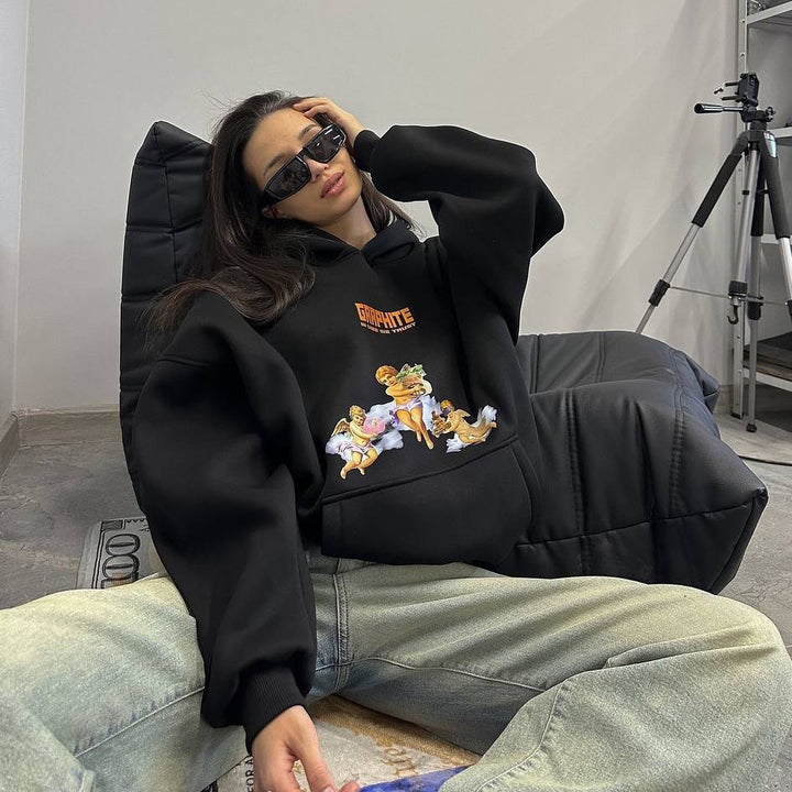 Oversized hoodie for women with creative print and relaxed cut Lune London