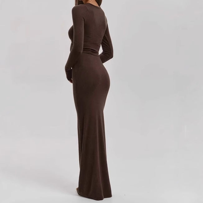 Women's Elegant Long Sleeve Maxi Dress with Figure-Shaping Cut and High Comfort Lune London