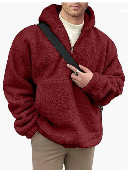 Cozy fleece pullover for men with half zip Lune London