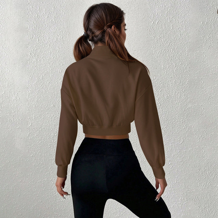 Short sweatshirt for women with high zipper and soft material Chic & Stil