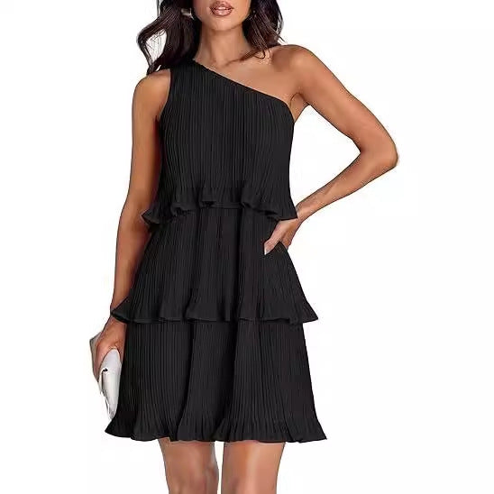 Asymmetrical ruffle dress for women with ruffle details Lune London