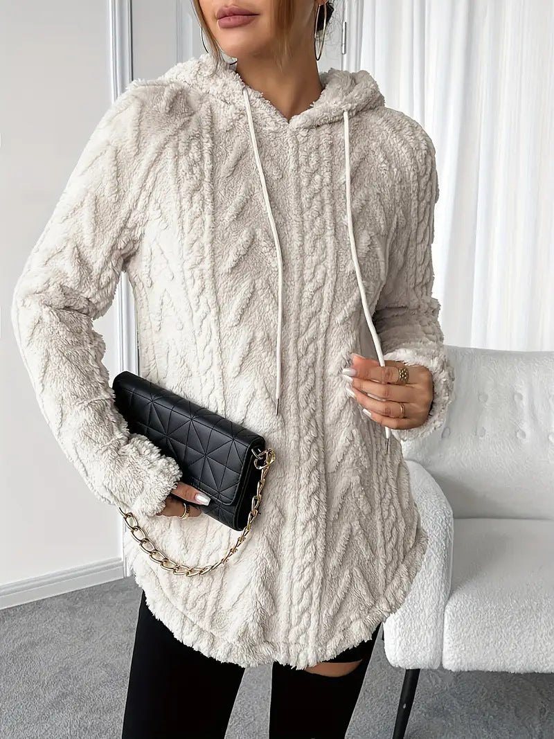 Ladies Fleece Hoodie with structured twisted pattern Moon London