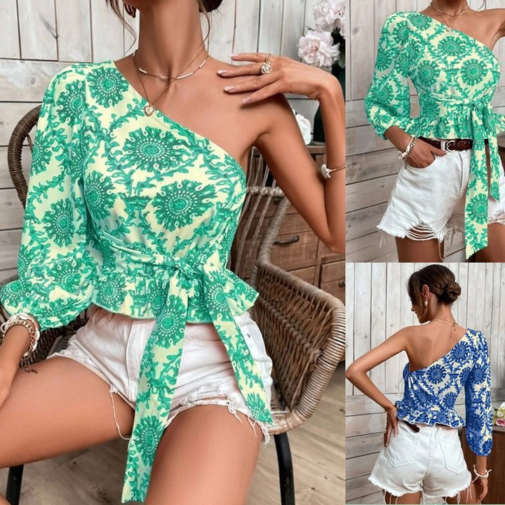 Ladies Chic One-Shoulder Peplum Top