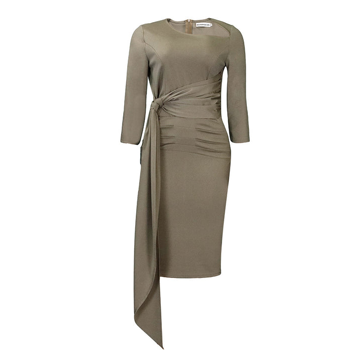 Fitted wrap dress for women with long sleeves and gathers Lune London
