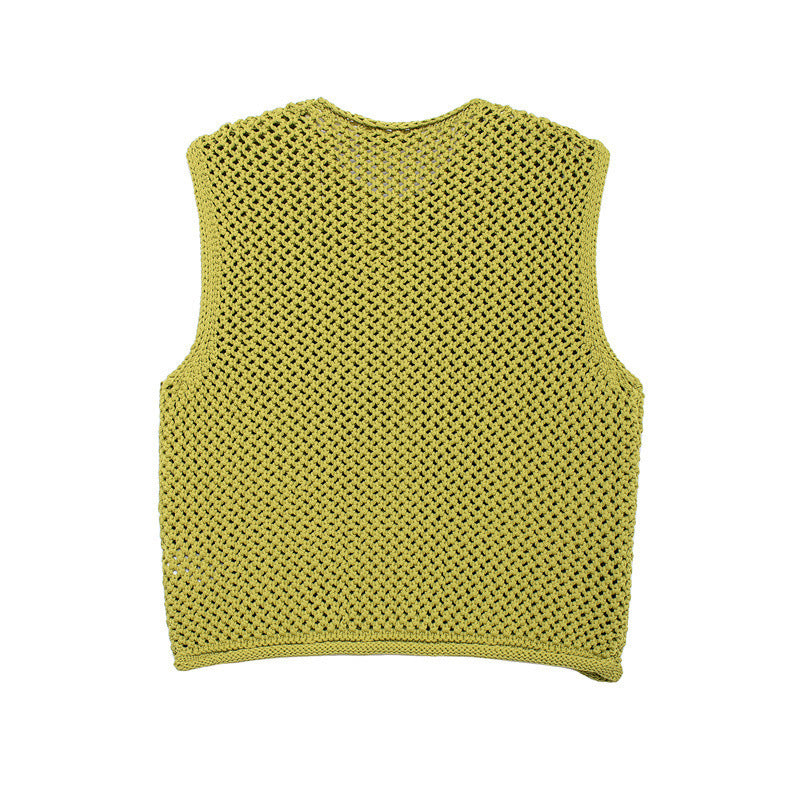 Lune London Women's Knit Vest with Buttons and Pockets